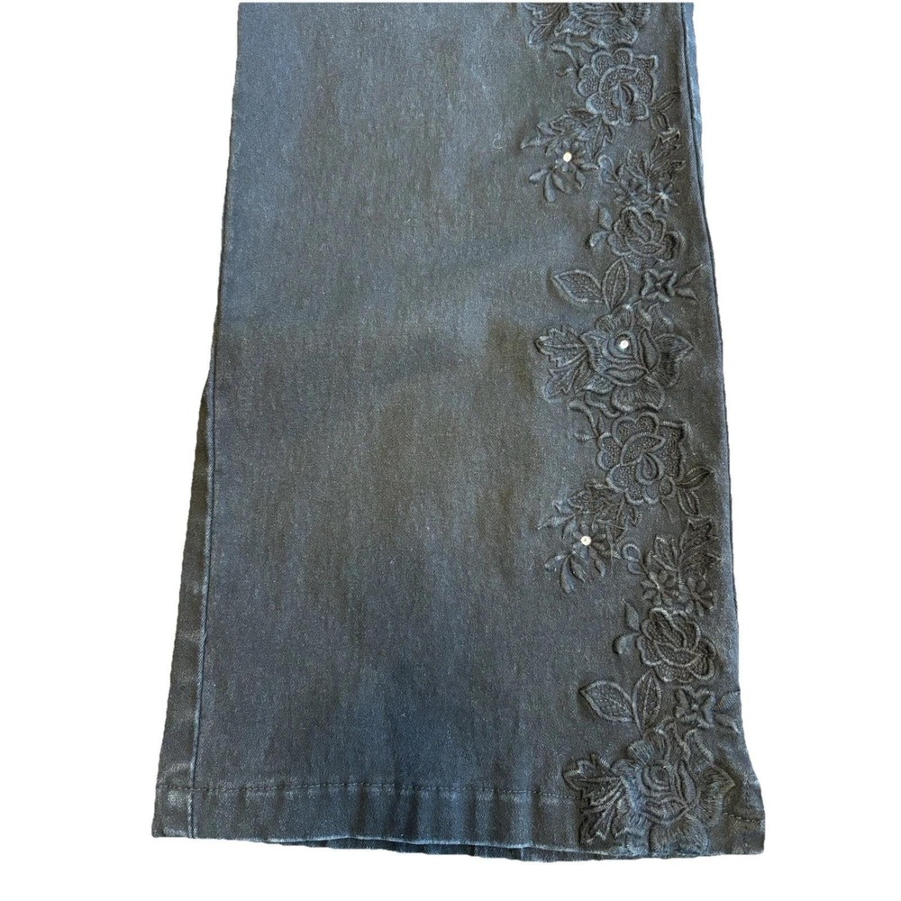 Y2K Acezung Black jeans embroidered flared retro embellished womens' size‎ 30-30